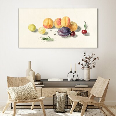 Glasbild Früchte auf weißem Hintergrund