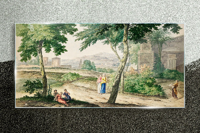 Glasbild Eine Szene aus dem antiken Leben