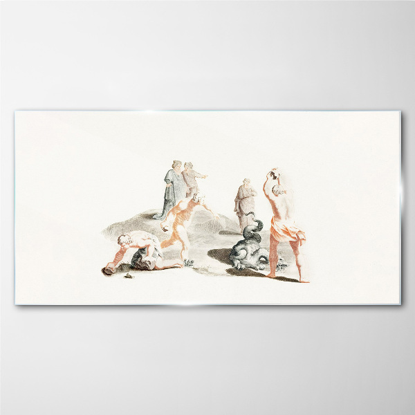 Glasbild Mythologische Szene in Pastelltönen