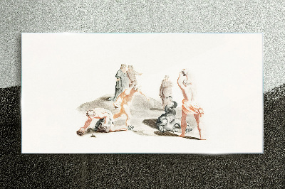 Glasbild Mythologische Szene in Pastelltönen