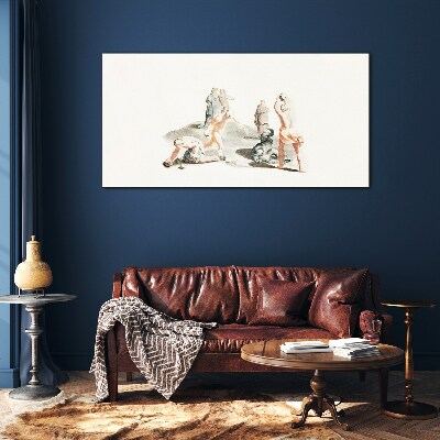 Glasbild Mythologische Szene in Pastelltönen