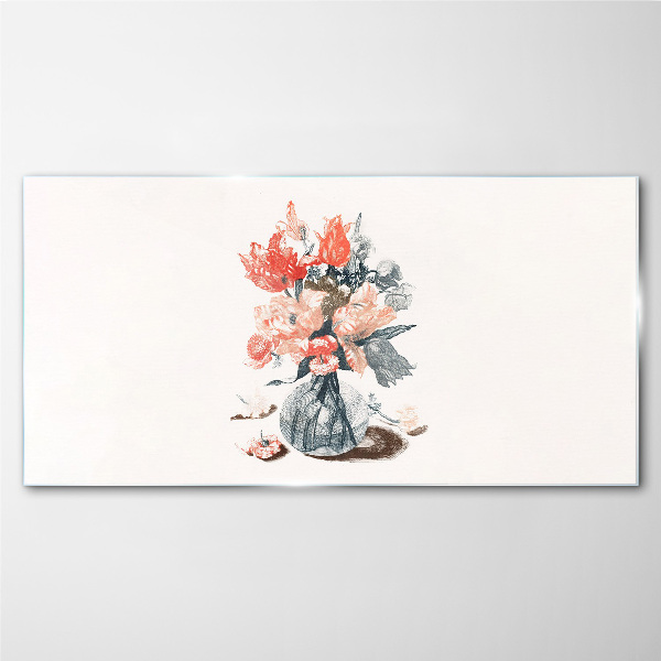 Glasbild Blumenstrauß in einer Vase