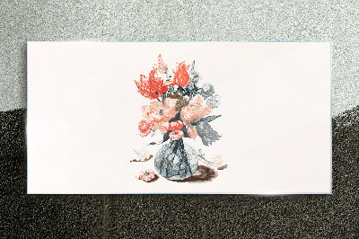 Glasbild Blumenstrauß in einer Vase