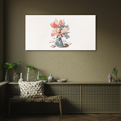 Glasbild Blumenstrauß in einer Vase