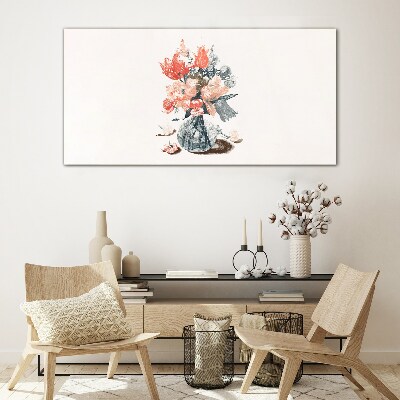 Glasbild Blumenstrauß in einer Vase
