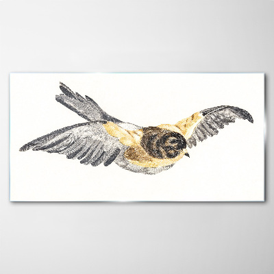 Glasbild Goldener Kanarienvogel im Flug