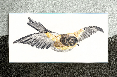 Glasbild Goldener Kanarienvogel im Flug