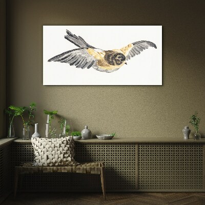 Glasbild Goldener Kanarienvogel im Flug