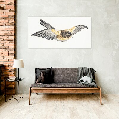 Glasbild Goldener Kanarienvogel im Flug