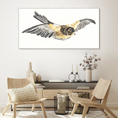 Glasbild Goldener Kanarienvogel im Flug