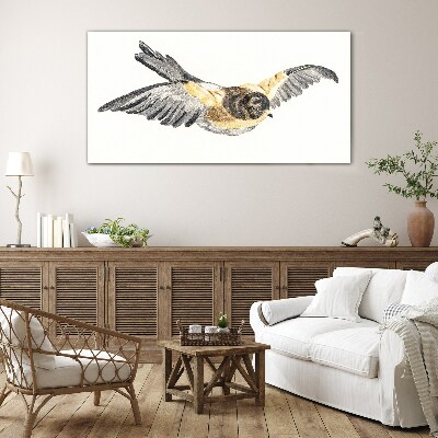 Glasbild Goldener Kanarienvogel im Flug