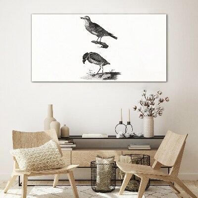 Glasbild Vögel auf einem Ast
