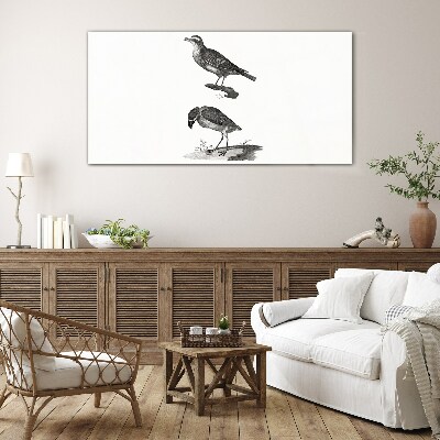 Glasbild Vögel auf einem Ast