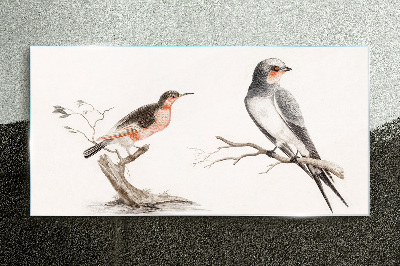 Glasbild Vögel auf den Zweigen
