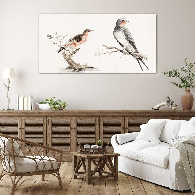 Glasbild Vögel auf den Zweigen