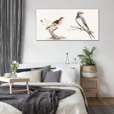 Glasbild Vögel auf den Zweigen