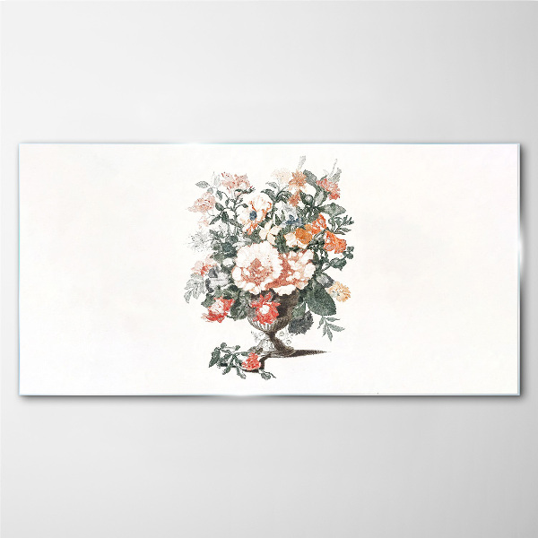 Glasbild Blumenstrauß in einer Vase