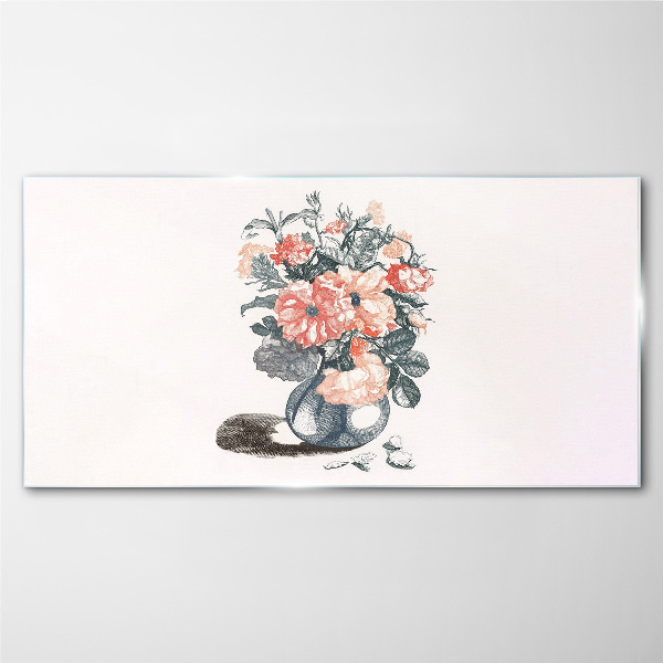 Glasbild Blumen in einer Vase