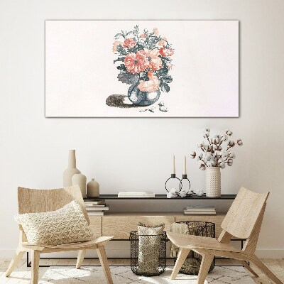 Glasbild Blumen in einer Vase