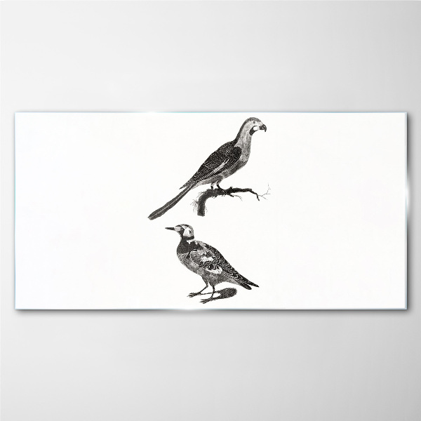 Glasbild Vögel auf einem Ast