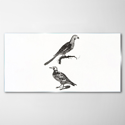 Glasbild Vögel auf einem Ast