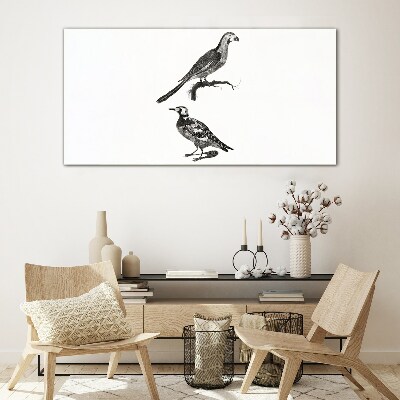 Glasbild Vögel auf einem Ast