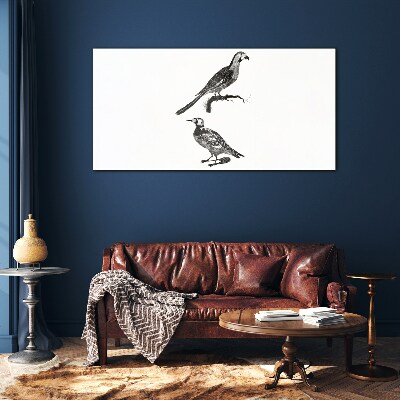 Glasbild Vögel auf einem Ast