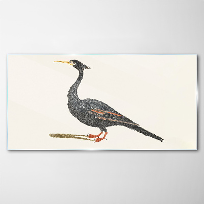 Bild auf glas Schwarzer Vogel auf weißem Hintergrund