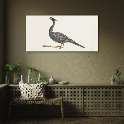 Bild auf glas Schwarzer Vogel auf weißem Hintergrund