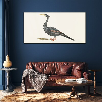 Bild auf glas Schwarzer Vogel auf weißem Hintergrund