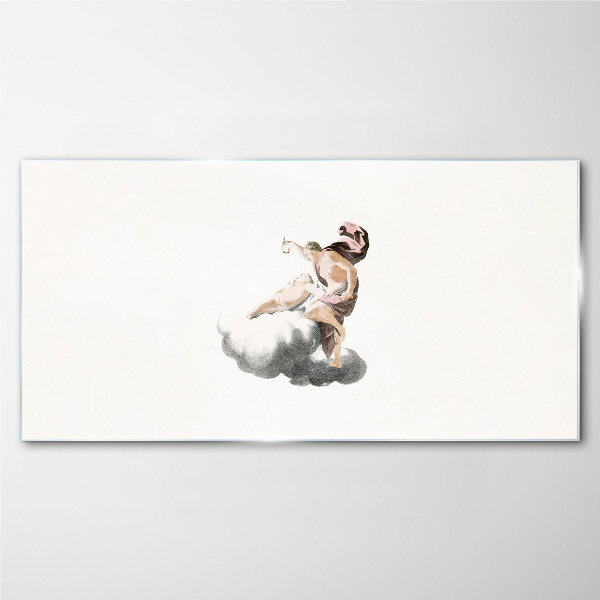 Glasbild Engel auf einer Wolke