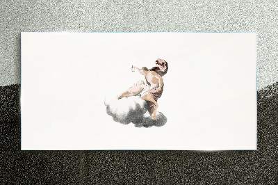 Glasbild Engel auf einer Wolke