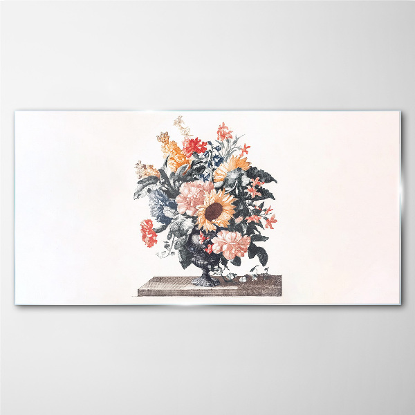 Glasbild Blumenstrauß in einer Vase