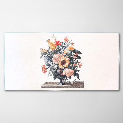 Glasbild Blumenstrauß in einer Vase