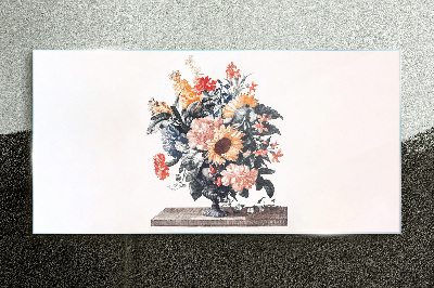 Glasbild Blumenstrauß in einer Vase
