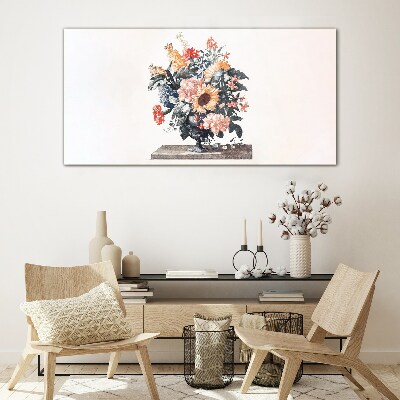 Glasbild Blumenstrauß in einer Vase