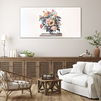 Glasbild Blumenstrauß in einer Vase