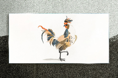 Glasbild Hahn in Aquarell