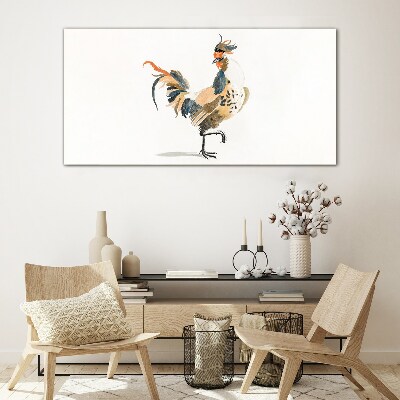 Glasbild Hahn in Aquarell