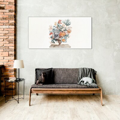 Glasbild Blumenarrangement in einer Vase