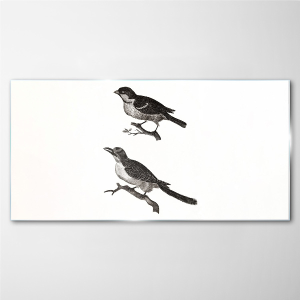 Glasbild Vögel auf einem Ast