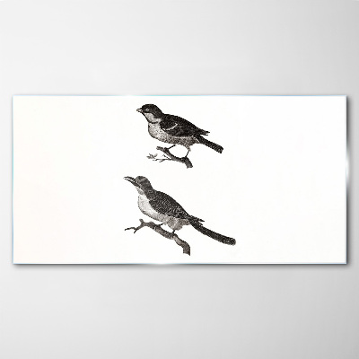 Glasbild Tiervogelzweig zeichnen