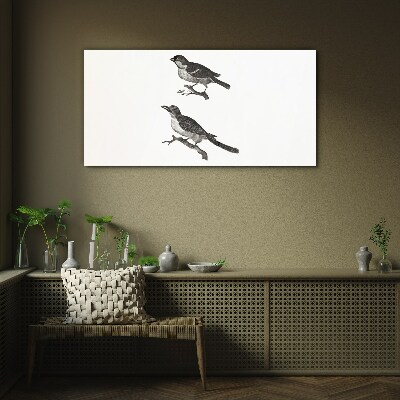 Glasbild Vögel auf einem Ast