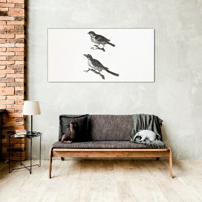 Glasbild Vögel auf einem Ast