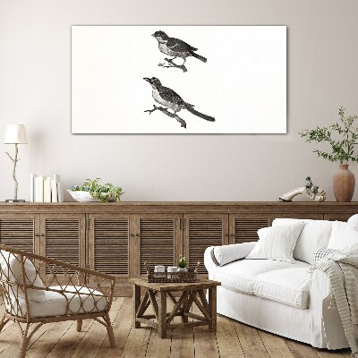 Glasbild Vögel auf einem Ast