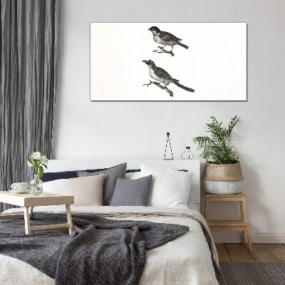 Glasbild Vögel auf einem Ast