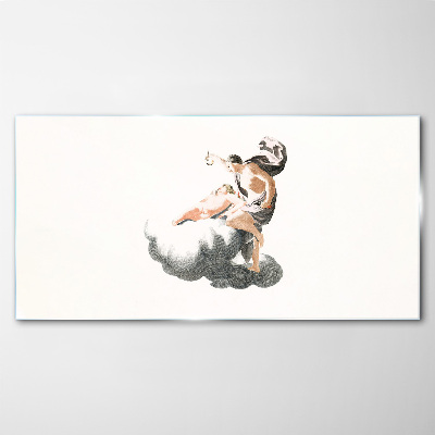 Glasbild Figur auf einer Wolke