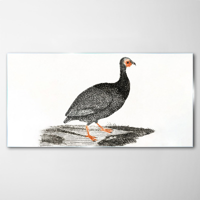 Glasbild Schwarzer Vogel auf weißem Hintergrund