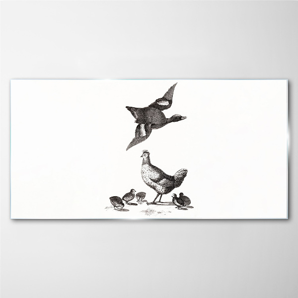 Glasbild Die Vogelwelt in Schwarz-Weiß