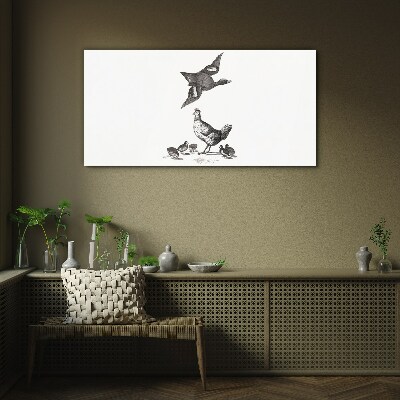 Glasbild Die Vogelwelt in Schwarz-Weiß